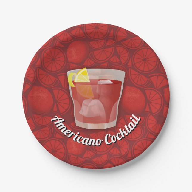 Americano cocktail paper plate (Front)
