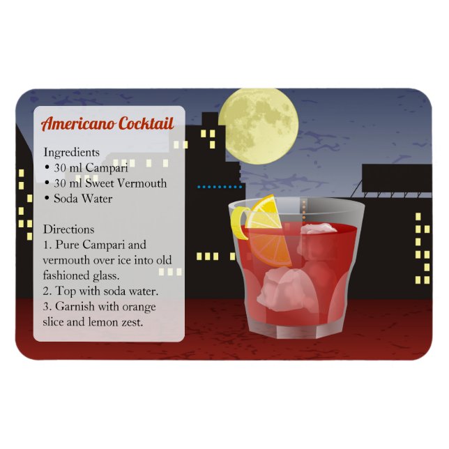 Americano Cocktail Recipe Magnet (Horizontal)