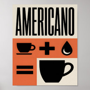 Americano Coffee Formula Minimalist Orange Poster