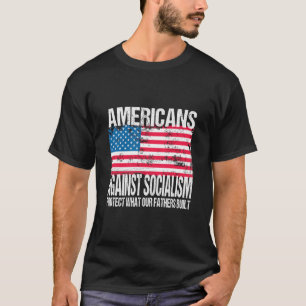 Americans Against Socialism Retro American Flag Ca T-Shirt