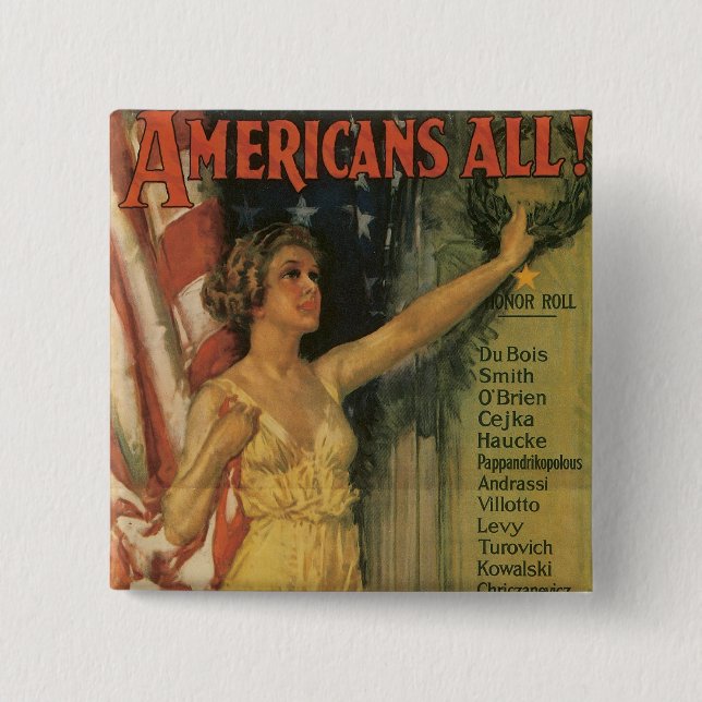 Americans All 2 Inch Square Button (Front)