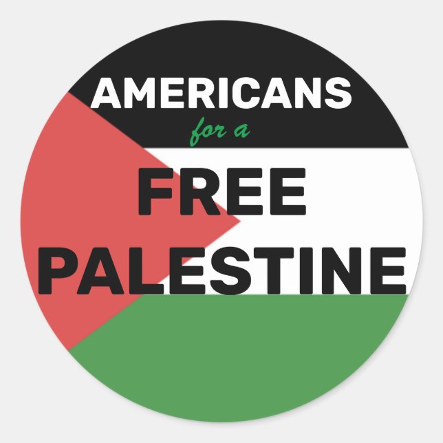AMERICANS FOR A FREE PALESTINE FLAG RED BLACK  CLASSIC ROUND STICKER (Front)
