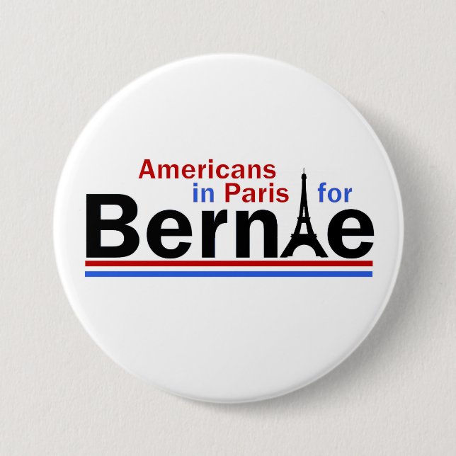 Americans in Paris for Bernie 3 Inch Round Button (Front)