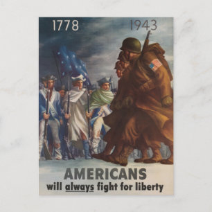 Americans will always fight for liberty 1778 1943 postcard