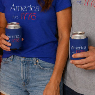 America's 250 Birthday est 1776 Typography Blue Seltzer Can Cooler
