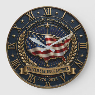 America's 250 Years of Freedom United States Map  Large Clock