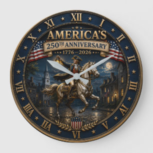 America's 250th Anniversary 1776–2026 Revolutionar Large Clock