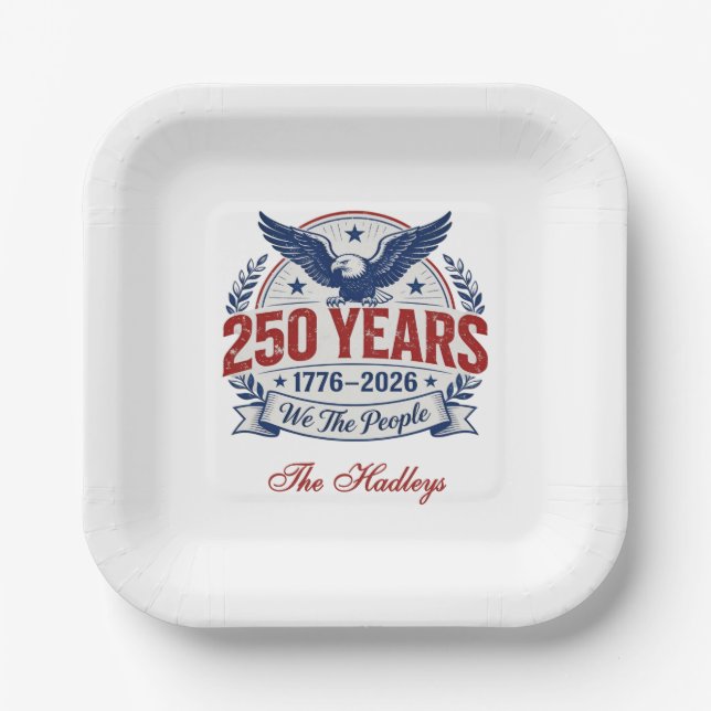 America's 250th Anniversary Name Paper Plate (Front)