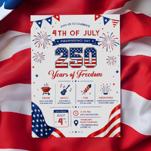 America's 250th Anniversary Patriotic Party Invitation