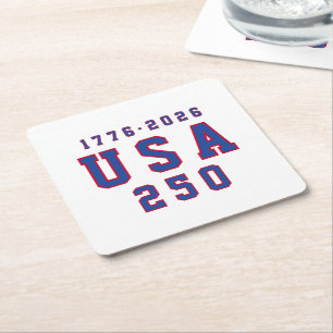 America's 250th Anniversary USA 250 1776 2026 Square Paper Coaster