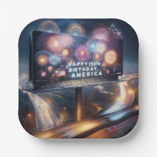 America's 250th Birthday Billboard Paper Plate