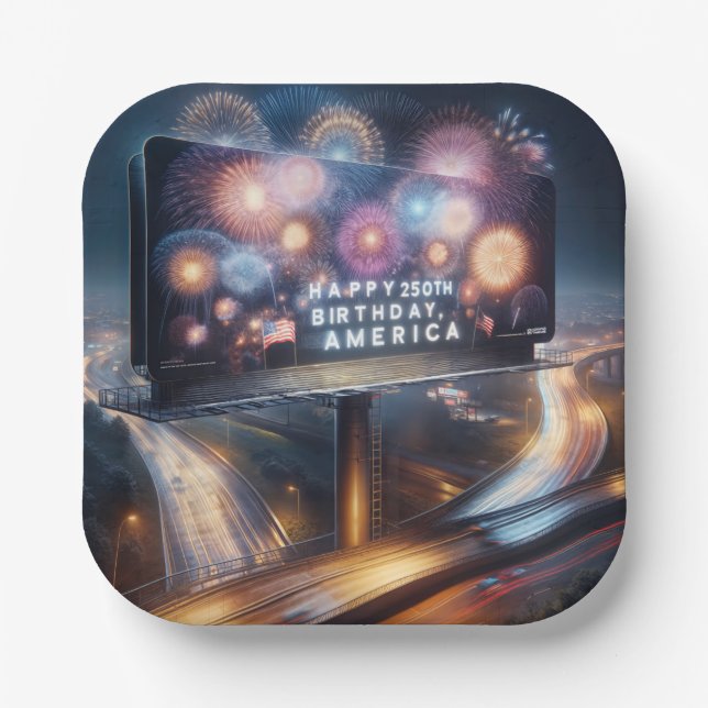 America's 250th Birthday Billboard Paper Plate (Front)