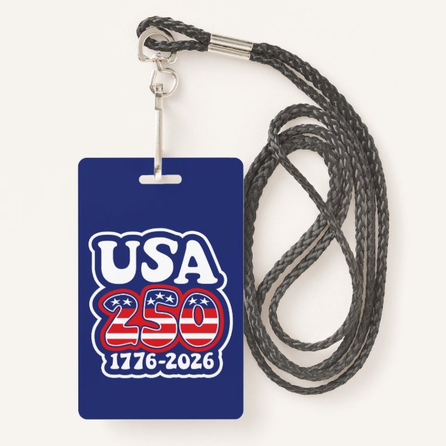 America's 250th Birthday - Groovy USA 250 Badge (Front with Lanyard)