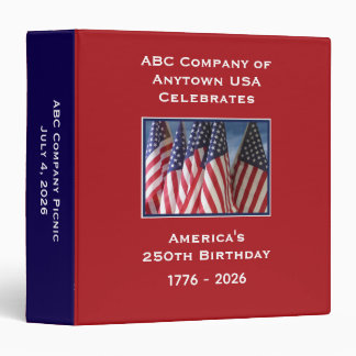 America's 250th Birthday Party Company or Family Binder