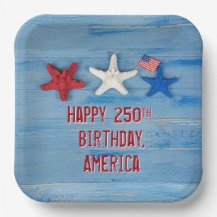 America's 250th Birthday Starfish Paper Plate