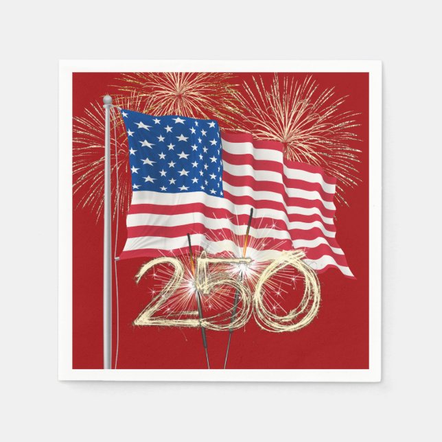 America's 250th Birthday With Sparklers Napkin (Front)
