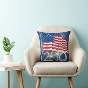 America's 250th Birthday With Sparklers Throw Pillow