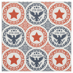America's 250th Heritage Eagle Damask Red Navy Fabric