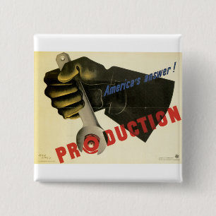 America's Answer! Production 2 Inch Square Button