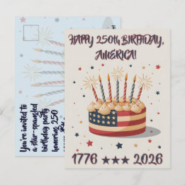 America's Big 250th Birthday Party Invite Postcard