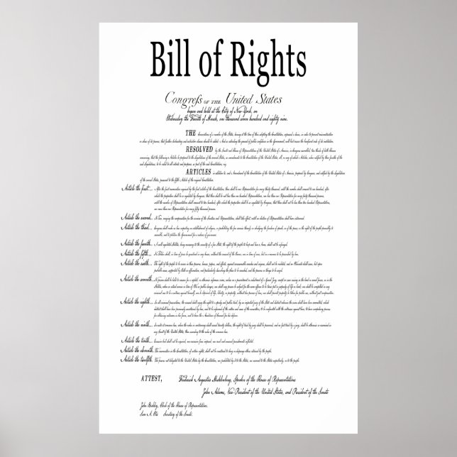 AMERICA's BILL of RIGHTS CLASSIC WHITE Poster (Front)