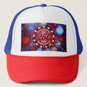 America's Birthday Semiquin Graphic Firework Burst Trucker Hat