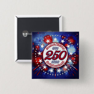 America's Birthday Semiquin Graphic Fireworks Wh 2 Inch Square Button