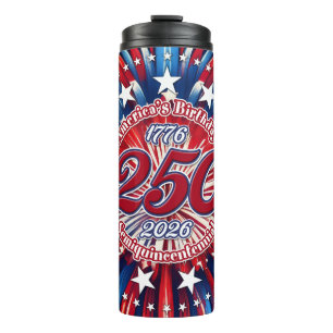 America's Birthday Semiquin RWB Graphic Fireworks Thermal Tumbler
