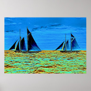 America's Cup Contenders 'Idler' and 'Hildegarde' Poster