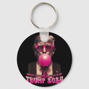 Americas Favourite Convicted Felon Pink Trump Bubb Keychain