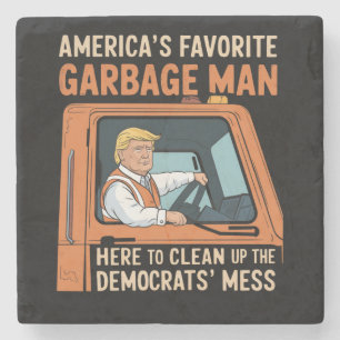 America's Favourite Garbage Man Trump 45 47 USA Stone Coaster