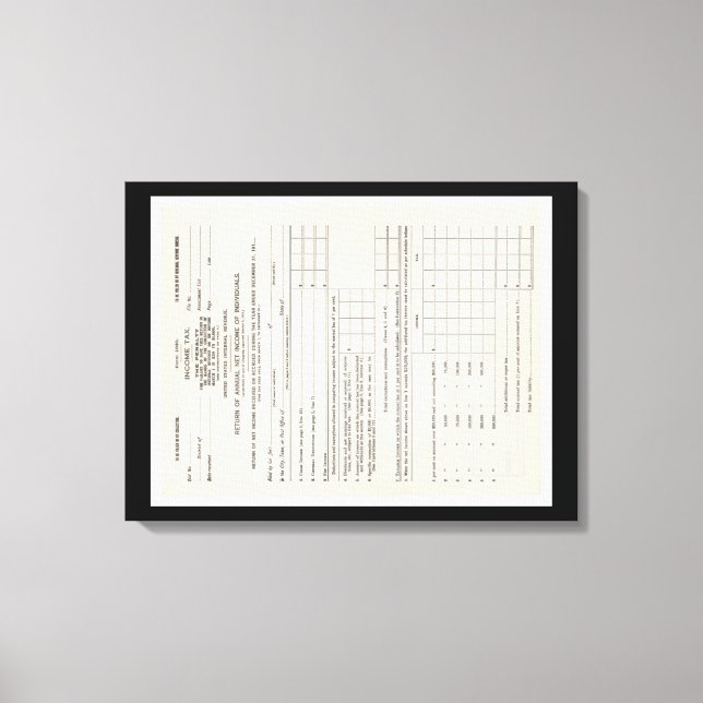 America's First Income Tax Form Canvas (Front)