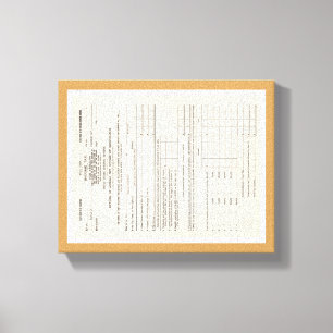 America's First Income Tax Form Canvas Print