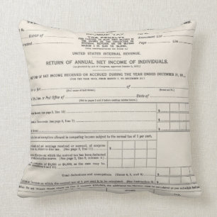 America's First Income Tax Form Throw Pillow