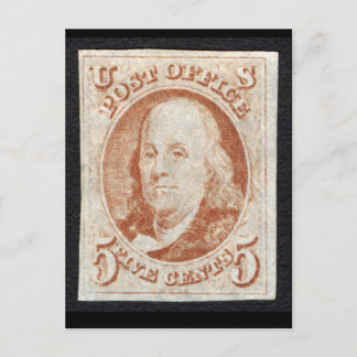 America's First Postage Stamp - Benjamin Franklin Postcard