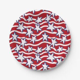 America's Flowing Stars and Stripes Paper Plate