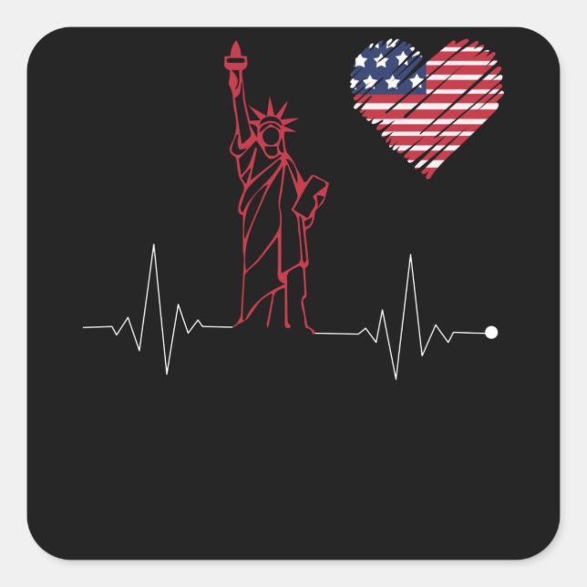 America's Heartbeat Square Sticker (Front)