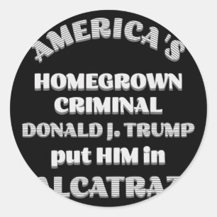 America's Homegrown Criminal D. Trump Put Him In A Classic Round Sticker