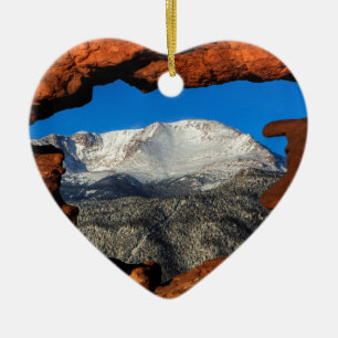 America's Mountain Framed by Sandstone Ceramic Ornament