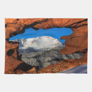 America's Mountain Framed by Sandstone Kitchen Towel
