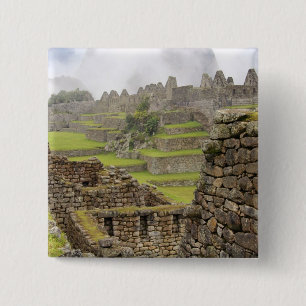 Americas, Peru, Machu PIcchu. The ancient 2 Inch Square Button