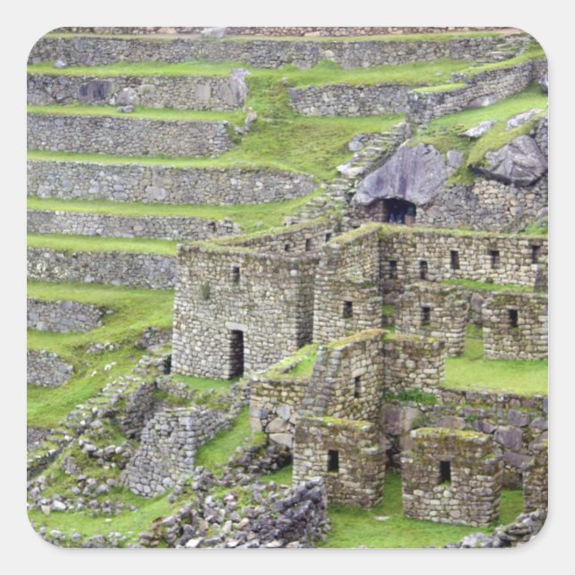 Americas, Peru, Machu PIcchu. The ancient 2 Square Sticker (Front)