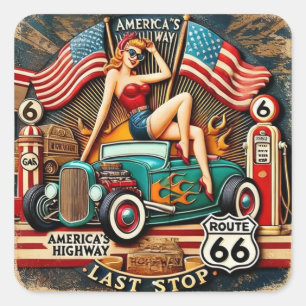 America's Route 66 Square Sticker