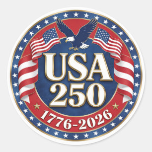America's Semiquincentennial 1776-2026 USA 250 Classic Round Sticker