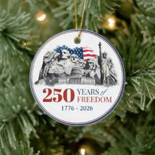 America's Semiquincentennial 250 Years of Freedom Ceramic Ornament