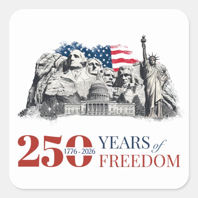 America's Semiquincentennial 250 Years of Freedom Square Sticker (Front)