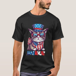 Americat USA Cute Cat 4th of July Men Women T-Shirt