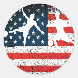 Americen Patriot Beach Soccer Classic Round Sticker