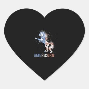 Americorn American Flag Tshirt Patriotic Unicorn 4 Heart Sticker