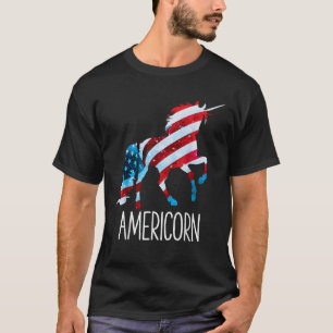 Americorn Unicorn 4th of July Mericorn Merica Girl T-Shirt